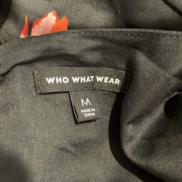 Who What Wear Floral Midi Dress with Ties | Black Red Pink Floral | size M - Picture 8 of 9